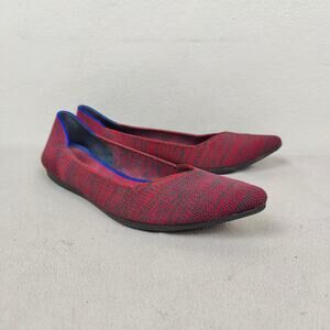 Rothy's The Point‎ Flat Womens 6 Crimson Heather Red Blue Halo Slip On Shoes